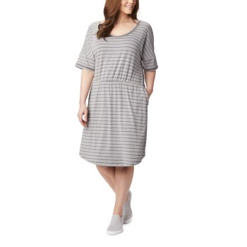 Columbia PFG Slack Water Knit Plus Size, Vestidos Grises Rayas Para Mujer | 640752-MCS